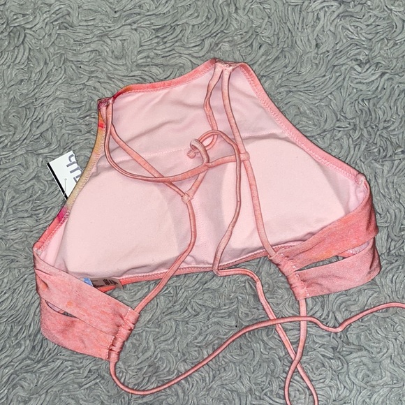 Altar’d State Bikini Top Pink Tie Dye Swimsuit High Neck S Small New - Picture 3 of 5